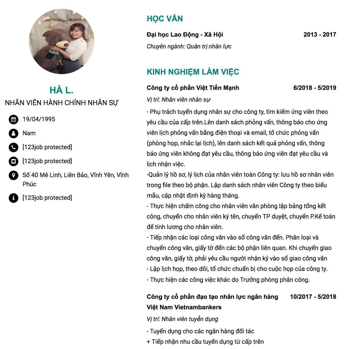 Gợi ý cách viết Mẫu CV tham khảo NHÂN VIÊN HÀNH CHÍNH NHÂN SỰ 