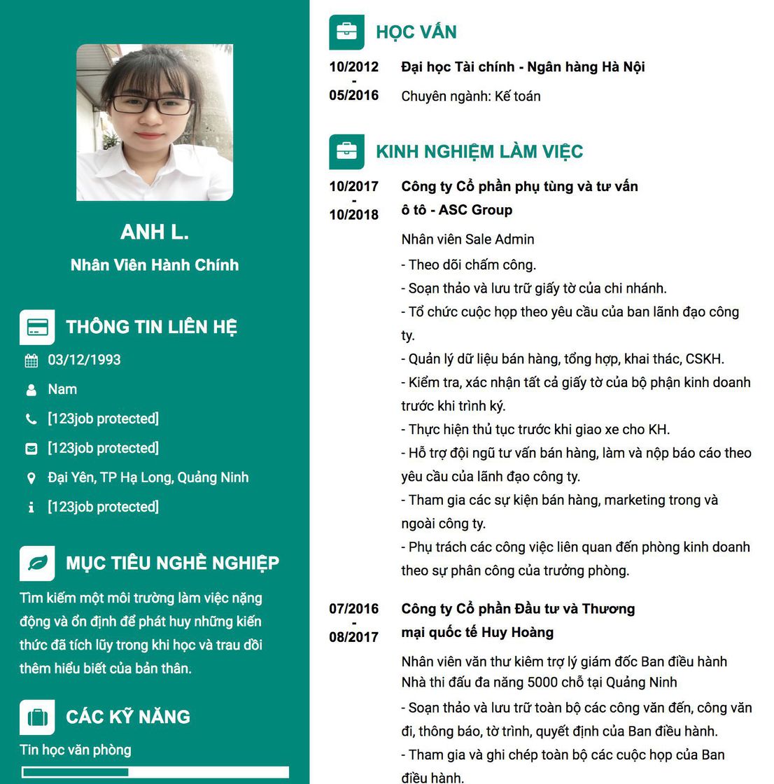 Gợi ý cách viết Mẫu CV tham khảo Nhân viên Hành chính 