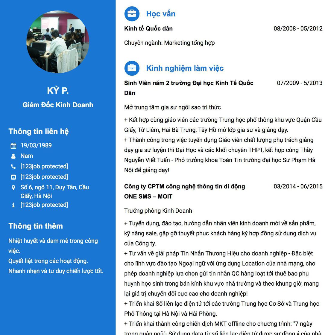 Gợi ý cách viết Mẫu CV tham khảo Giám đốc kinh doanh 