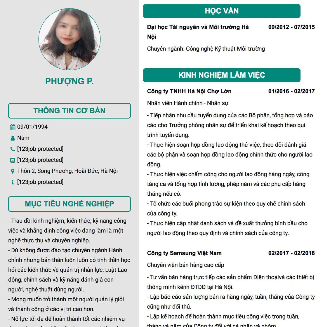 Gợi ý cách viết Mẫu CV tham khảo Nhân viên Hành chính - Nhân sự 