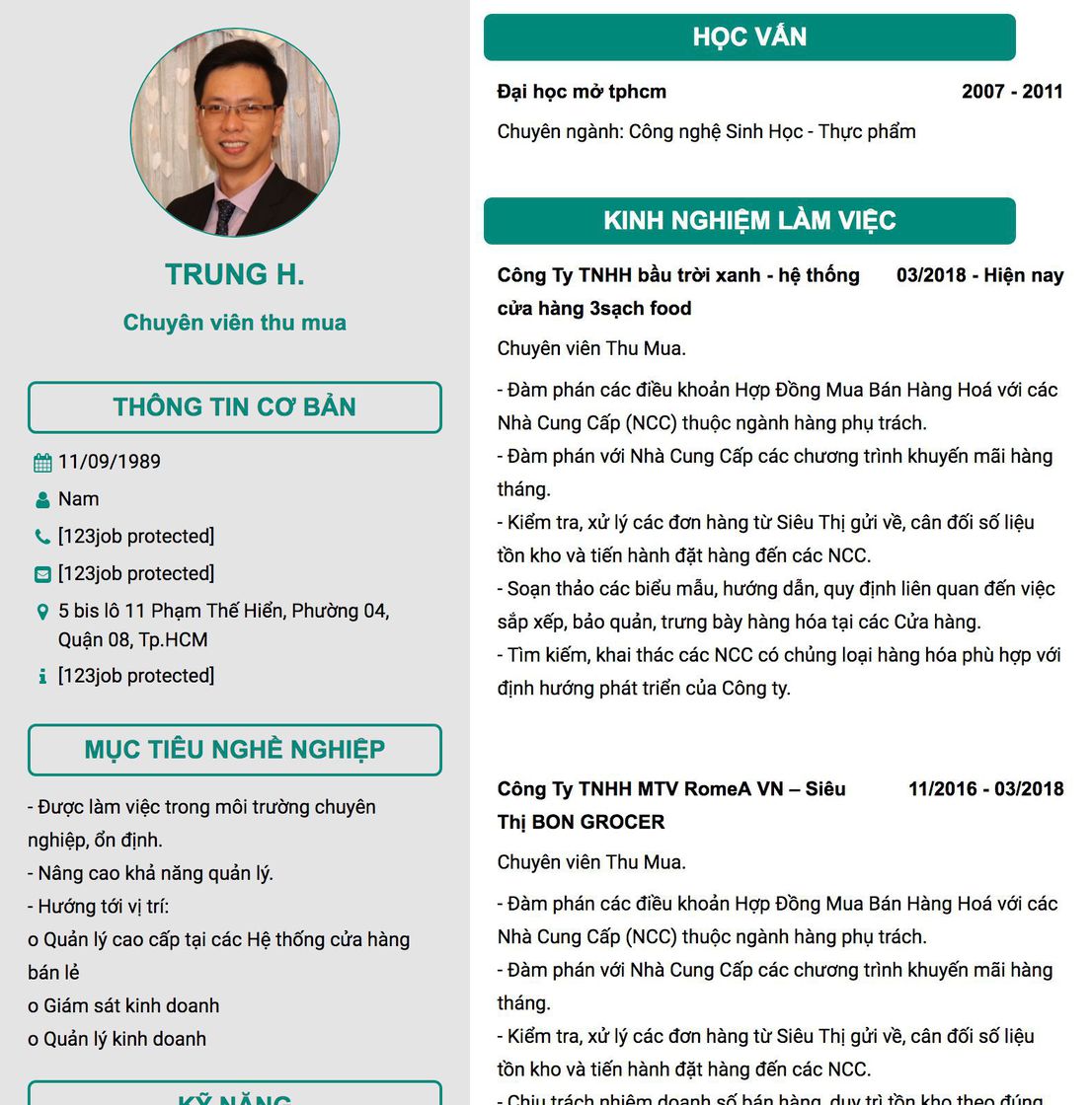 Gợi ý cách viết Mẫu CV tham khảo Chuyên viên thu mua 