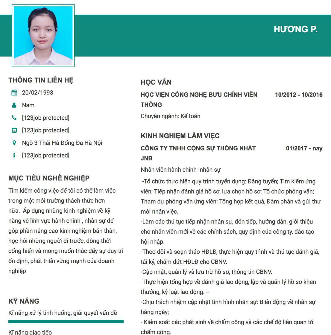 Gợi ý cách viết Mẫu CV tham khảo Nhân viên hành chính- nhân sự 