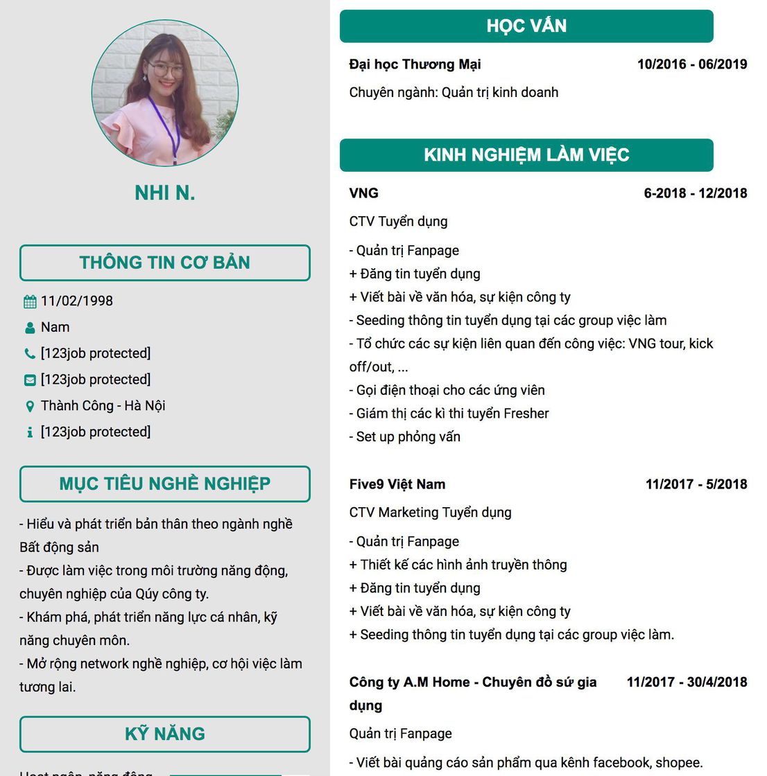 Gợi ý cách viết Mẫu CV tham khảo CTV Tuyển dụng 