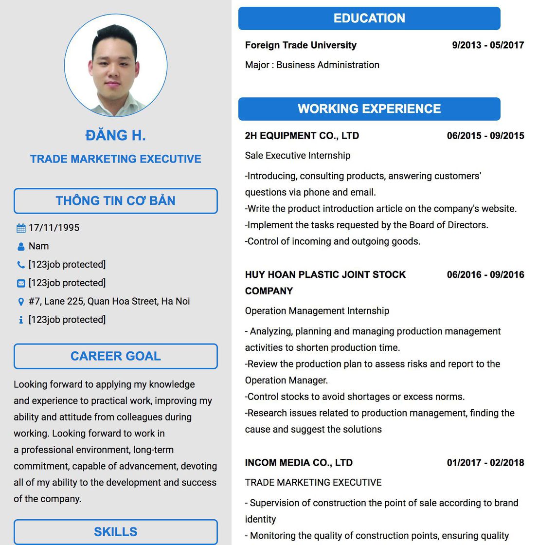 Gợi ý cách viết Mẫu CV tham khảo TRADE MARKETING EXECUTIVE 