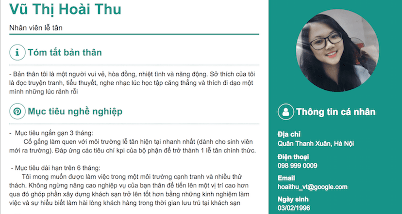 [Tiết lộ] CV xin việc lễ tân chuyên nghiệp chinh phục nhà tuyển dụng