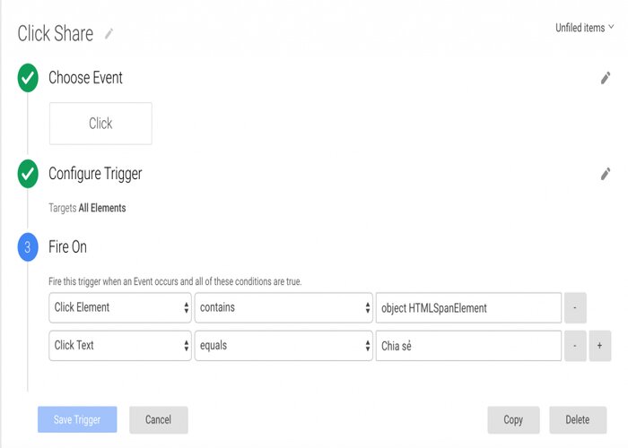 Tạo Trigger Click nút chia sẻ