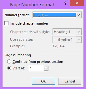 Đánh số trang từ trang bất kỳ trong Word 2013