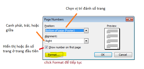 Đánh số trang từ trang bất kỳ trong Word 2003