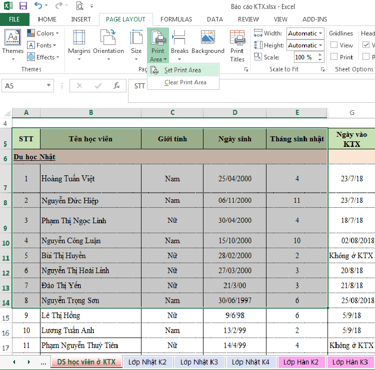 Thủ thuật excel