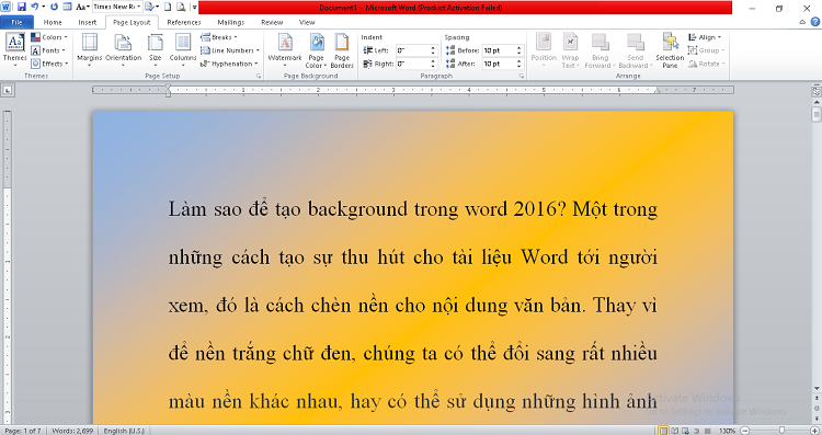 Cách tạo hình nền, background cực "chất" trong word mà bạn nên biết