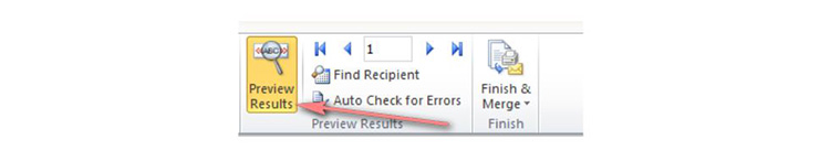 nhấn nút Preview Results được đặt trên thẻ Mailing