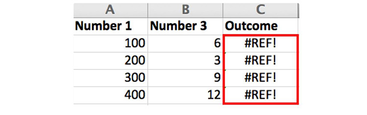 Excel sẽ lập tức báo lỗi