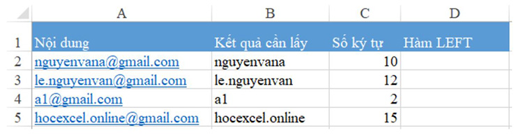 Hàm Left kết hợp với hàm Search