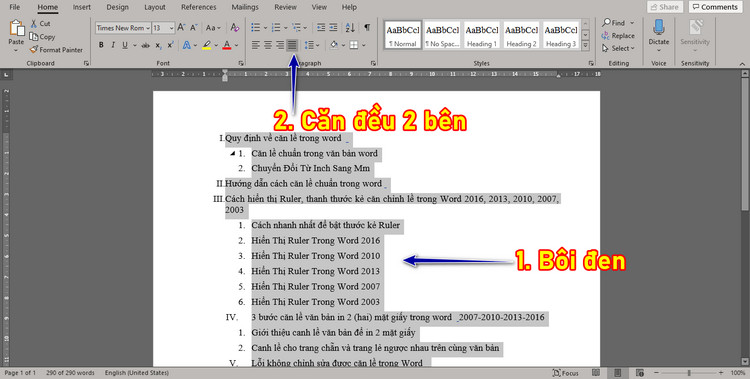 căn lề trong word 13