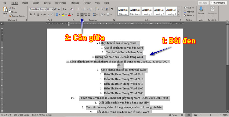 căn lề trong word 12