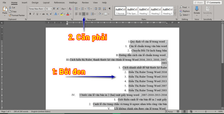 căn lề trong word 13