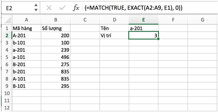 công thức hàm Match