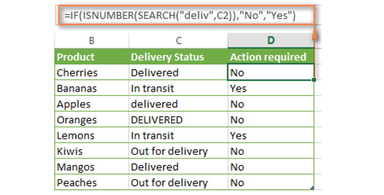 Công thức IF trong Excel cho giá trị văn bản với việc tham chiếu từng phần