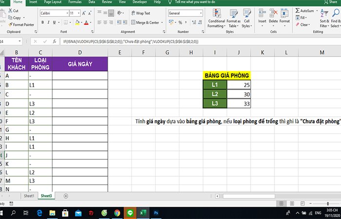 Cách sử dụng hàm ISNA trong Excel