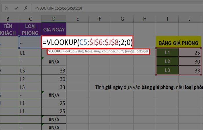 Sử dụng hàm Vlookup để lấy ra những dữ liệu cần thiết