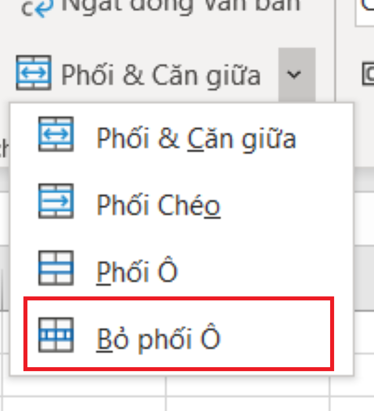 Hãy sử dụng nút Bỏ phối ô để tách các ô ra nếu không cần thiết nữa