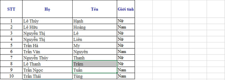 Cách sắp xếp tên theo abc trong excel 2010 3