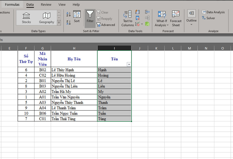 Cách sắp xếp tên theo abc trong excel 2010 5