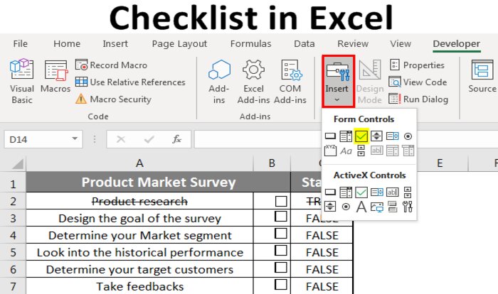 Hộp đánh dấu làm checklist trong Excel là gì?