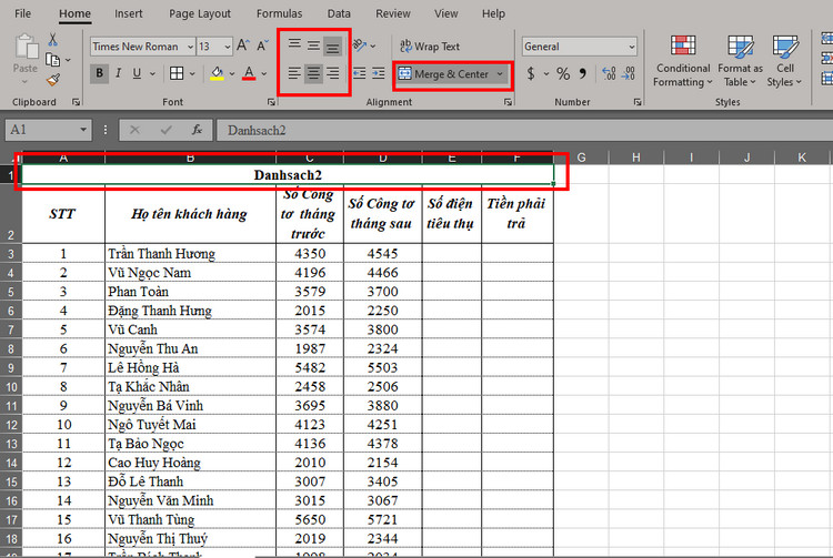 Gộp ô trong excel 4