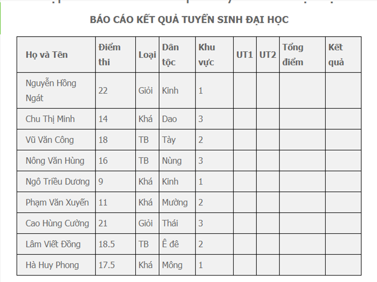 Bài tập excel nâng cao 9