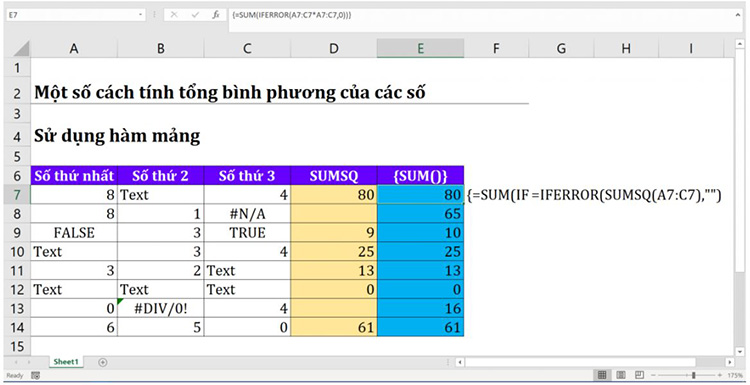 Sử dụng hàm mảng