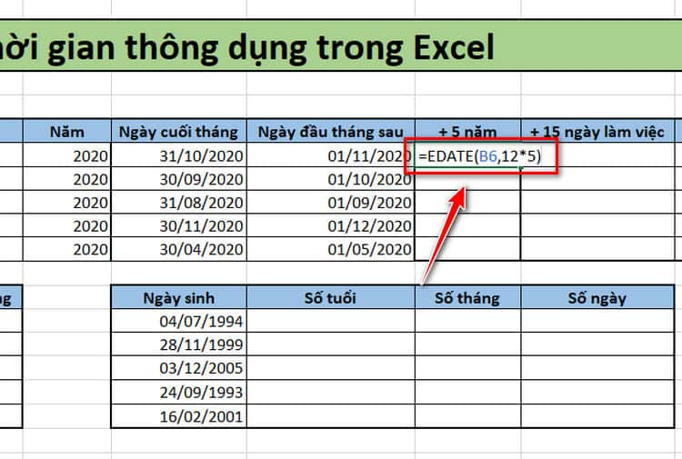 Tính cộng ngày, tháng, năm trong Excel