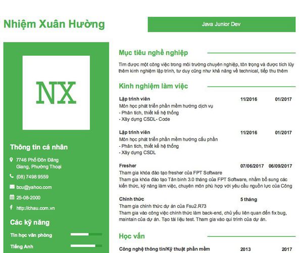 Cách viết và những lưu ý khi trình bày mẫu CV Java Developer