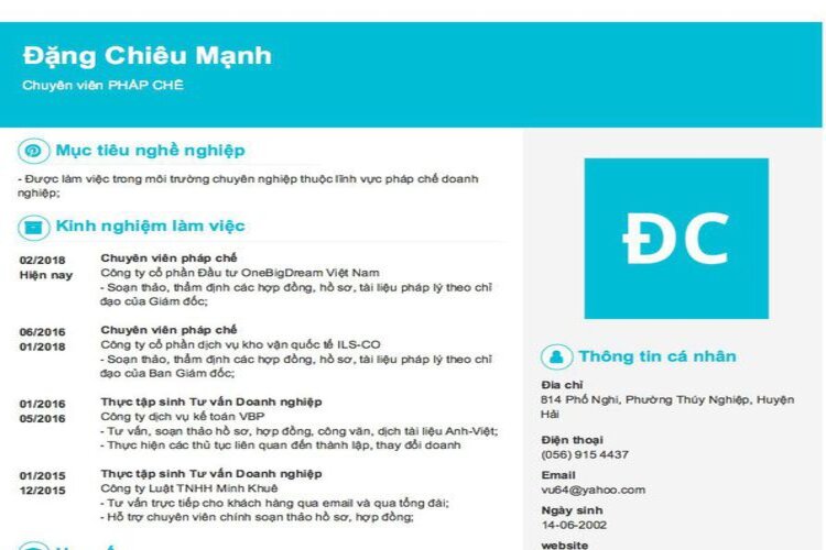 Cách viết mẫu CV Chuyên viên pháp chế giúp ghi điểm trong mắt nhà tuyển dụng