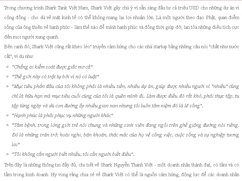 Những câu nói truyền cảm hứng của Shark Việt 